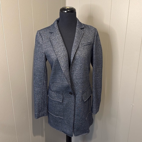 Banana Republic women’s 2 Wool Blend Gray Double Knit Blazer Jacket - Picture 1 of 7